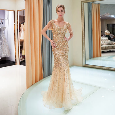 LG417 Luxury sequin mermaid Evening Gowns ( Gold/Burgundy )