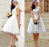 SS92 Vintage high neck  short Wedding Dresses