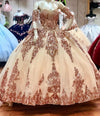 CG194 Sparkly Quinceanera Dress with Detachable Sleeves