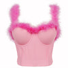 TJ116 Pink Faux Fur Cami Tops