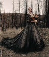 CG236 Gothic Black Vintage Wedding Dresses