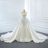 HW355: 2pcs Pearls Lace Mermaid Wedding Dress With Detachable Chapel Train