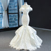 HW354 Halter Shiny Beading Feather Lace Mermaid Wedding Dress