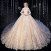 HW340 Shiny High Neck 3/4 Sleeve Bridal Gown