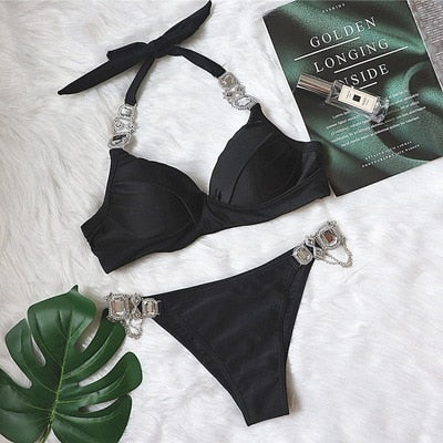 SW04 Diamond halter bikini sets ( 4 Colors )