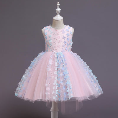FG412 Mini 3D floral beaded Party dresses for girls ( 4 Colors )