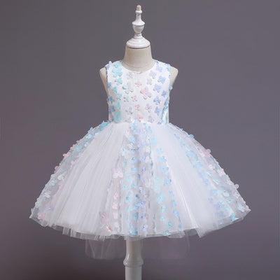 FG412 Mini 3D floral beaded Party dresses for girls ( 4 Colors )