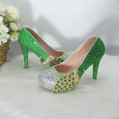 BS188 Green Crystal wedding shoes , Clutch Bags
