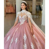 CG336 Quinceanera Dresses With Cape+Petticoat