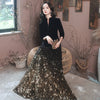 PP601 Black velvet & Sequins Evening Dresses