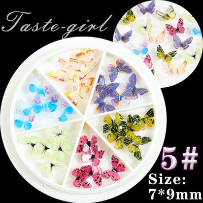 BC14 : 30pcs/Wheel 3D Colorful Butterfly for DIY Manicure tips
