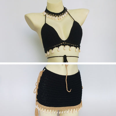 SW47 : 3pcs/set Crochet Shell Swimwear sets