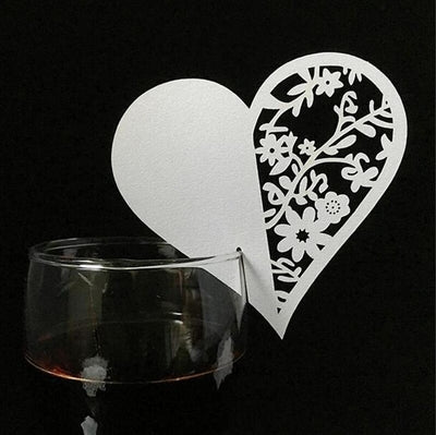 50pcs/lot  Laser Cut cards Wine Glass decoration