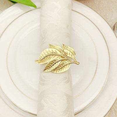 DIY343: 6pcs/lot Metal leaf napkin rings (3 Colors )