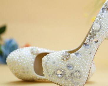 BS154 White Pearl Bridal shoes