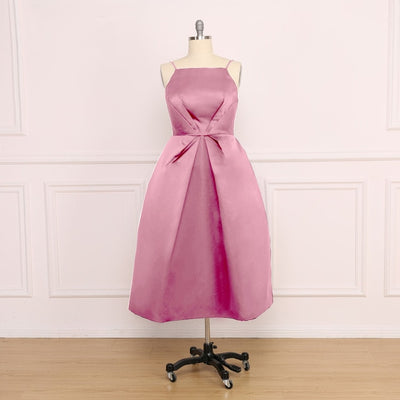 SS110 Real Photo simple satin Tea-length Wedding dresses