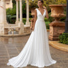 CW430 Simple V-neck chiffon Beach Wedding Dress