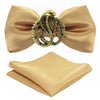 GM08 : 5 Styles of a set silk Bow+Pocket square handkerchief for Grooms