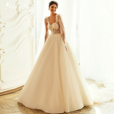 HW474 Luxury Beading Sweetheart Neck A-Line Wedding Dresses