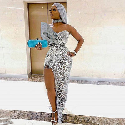 PP381 Off the shoulder side split Evening Dresses ( Custom Colors )