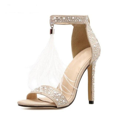 BS118 Fur Rhinestone Bridal Shoes