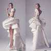SS190 High Low Ruched Sequins Applique Wedding Gown