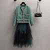 CK132 Fashion autumn clothing for women ( Tweed jacket,midi skirt)