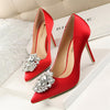 BS93 Rhinestone silk satin Wedding heels(10 Colors)
