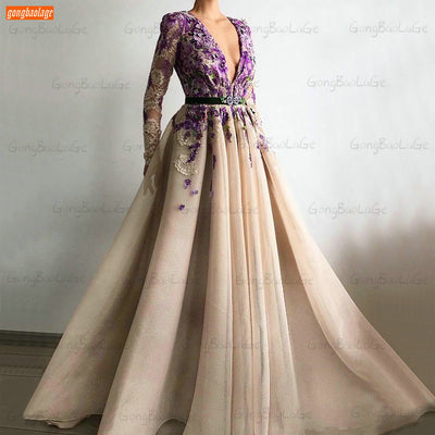 PP544 Floral A-line Prom dress