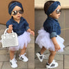 FG187 : 3pcs of set denim Top shirt+Tutu Skirt+Headband