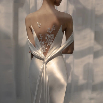 CW605 Classic Satin Mermaid Wedding Dress