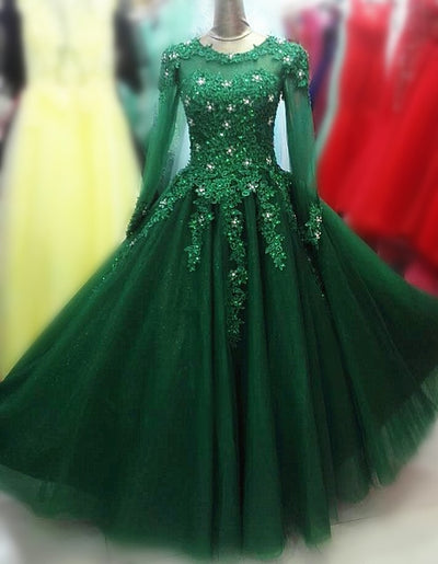 CG167 Lace long sleeves Ball Gowns ( 5 Colors )