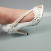 BS190 Flower & Pearls satin Bridal Shoes