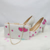 BS142 Lover heart White pearl Bridal Shoes , matching purse