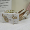 BS71 Peacock pearl wedding shoes with matching Clutch Bag