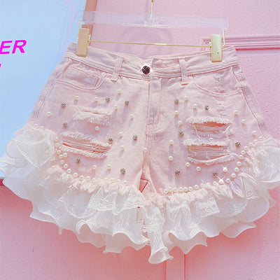TP54 Sweety Korean lace Jean shorts ( 3 Colors )