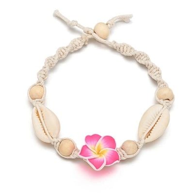 SW50 SeaShell & Flower Anklets ( Yellow/Red Rose )