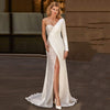 CW521 One shoulder Satin Glitter Beach Wedding dress