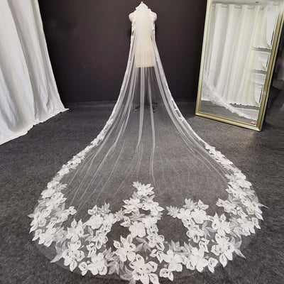 BV61 Real Photo flower lace Wedding veil 300 cm