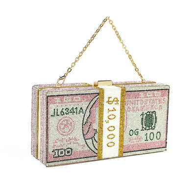 CB180 Money USD shaped crystal Party clutch Bags(3 Colors)