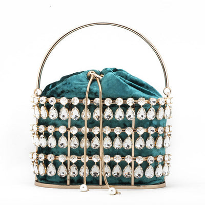 CB343 Party clutch Bags Diamond Metal Basket  ( 5 Colors )