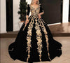CG252 Gold embroidered Prom Ball Gowns ( Custom Colors )