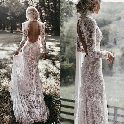 CW40 Full lace Bohemian Mermaid Wedding Dress