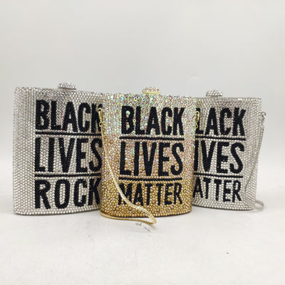 CB186 BLACK LIVES MATTER diamond Evening clutch bags