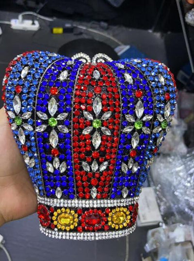 Cb274 Multicoloured Crown Shape Crystal Clutch Purses