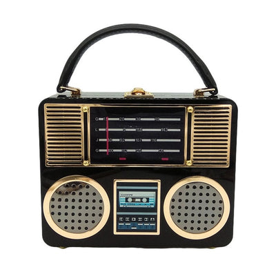 CB120 Vintage Radio Acrylic Box shape Evening Clutch Bags