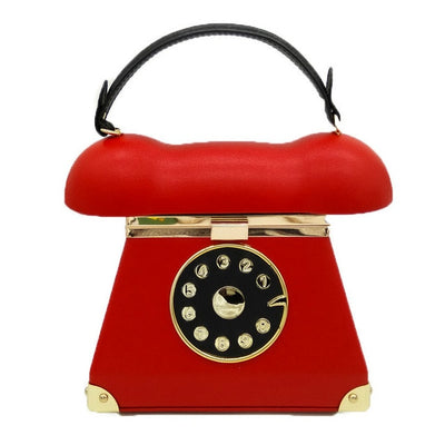 CB117 Vintage Telephone Shaped Prom Bags (Black/Red)