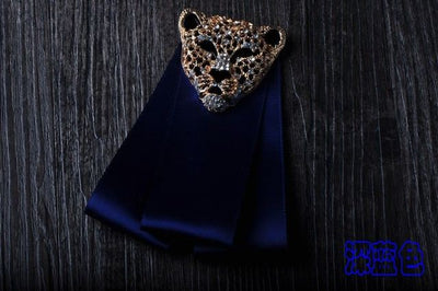 GM16 Bow Tie Rhinestone Leopard head shaped for Grooms ( 9 Colors )