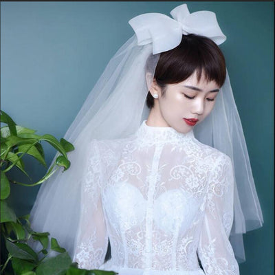 BV82 korean style Bow Wedding Veil