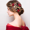 BJ385 : 2pcs red flower Bridal Hair claws